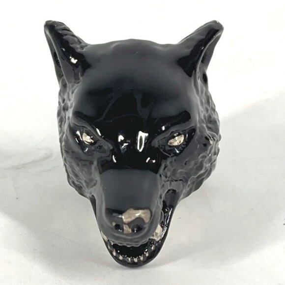 GUCCI Anger Forest Wolf Head Accessories Ring Black/Silver - Picture 2 of 13